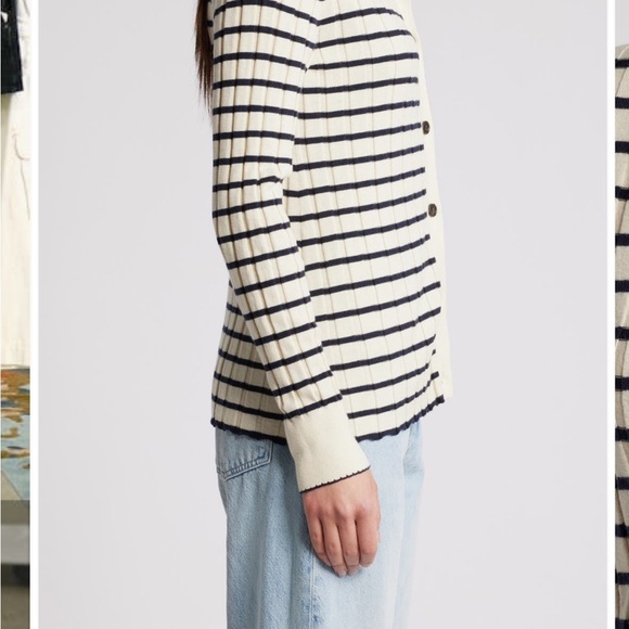 NWT RAILS Aurelia Striped long sleeve cotton and silk blend cardigan XS - Picture 3 of 6